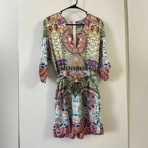 KAS New York (Revolve) silky mixed print romper in excellent worn condition ☀️